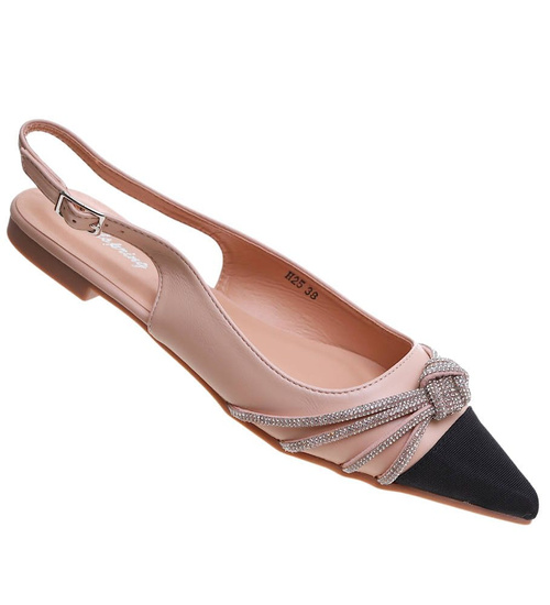 Płaskie sandały damskie z cyrkoniami /E10-2 12082 T296/