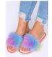 Tęczowe klapki damskie z futerkiem /A3-1 16396 S291/