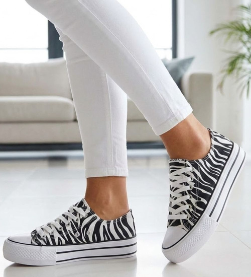 Trampki damskie na platformie Zebra /A8-3 17465 G230/