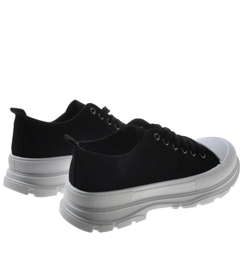 Czarne damskie wiosenne trampki creepersy /C7-3 7420 S295/