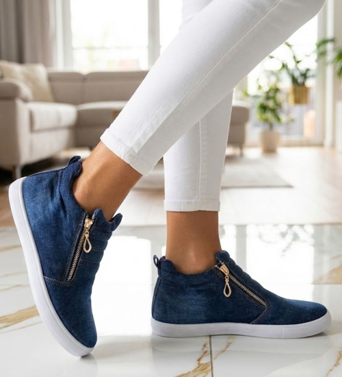 Jeansowe wsuwane trampki granatowe /G7-2 12448 T293/