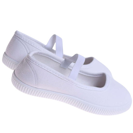 Wsuwane białe dziewczęce tenisówki balerinki czeszki z paseczkiem /B2-2 17308 T125/