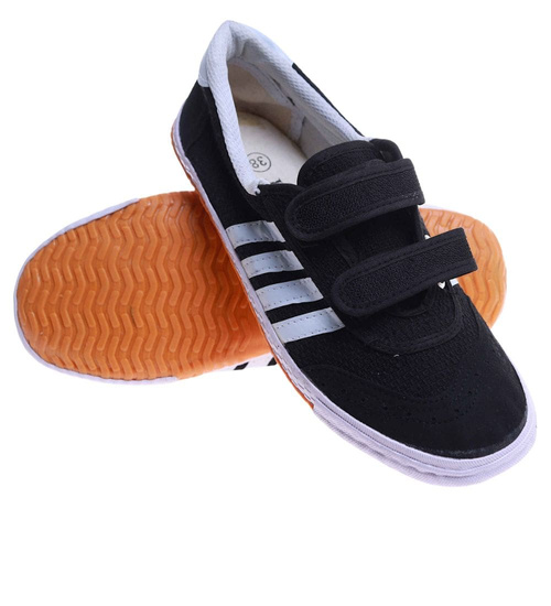 Chłopięce czarne trampki halówki na rzep /E3-1 17642 T137/