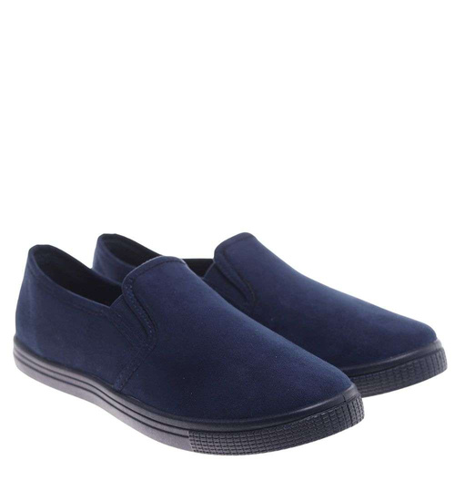 Wsuwane granatowe tenisówki z tkaniny /D9-2 15662 T1/