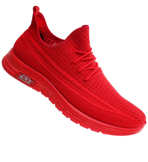 Wsuwane męskie czerwone buty sportowe /A3-1 18001 GF387/