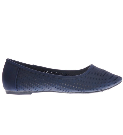 Ażurowe granatowe balerinki damskie /A8-3 13080 T198/