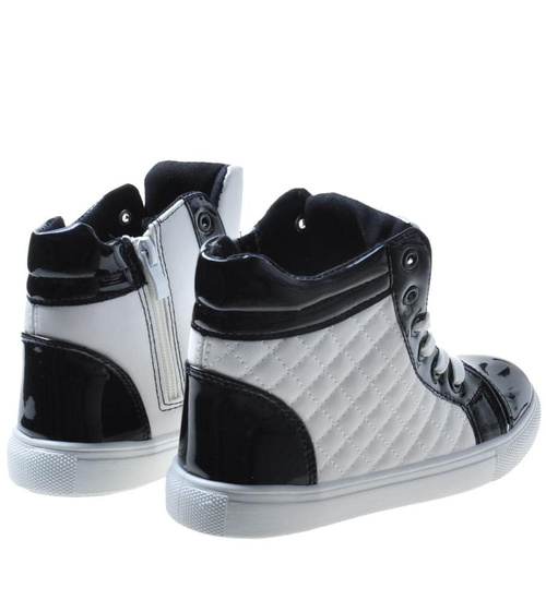 Wiosenne trampki sneakersy dla dziewczynki CZARNO-BIAŁE /B2-3 7423 S194/