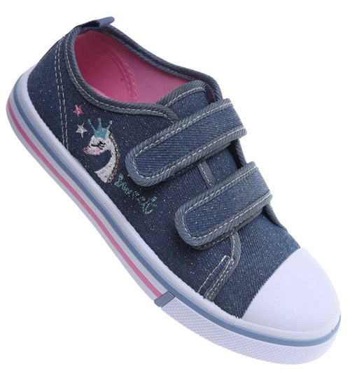 Niebieskie dziewczęce trampki na rzepy /A6-2 18113 200/