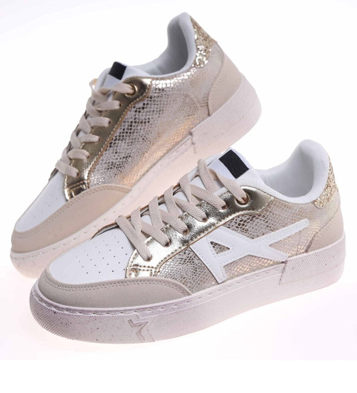 Trampki damskie sznurowane złote /i6-2 H2 18477 W16-6/