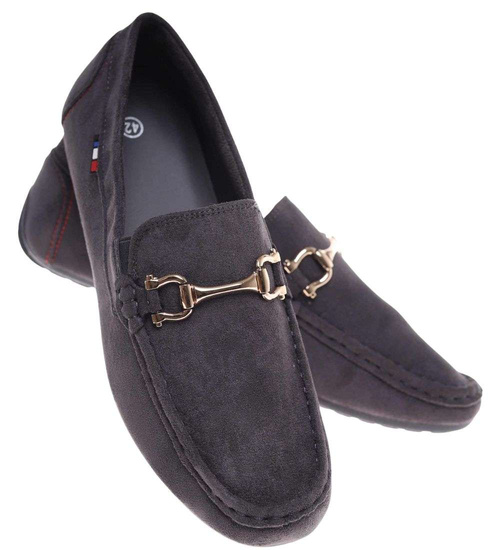 Wsuwane męskie półbuty szare mokasyny /C1-3 18655 T394/