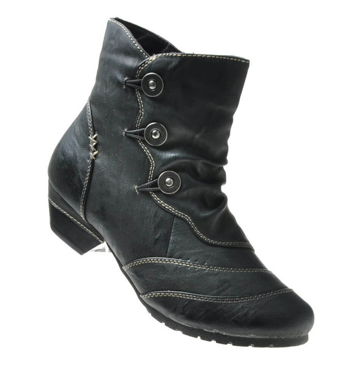 Czarne ocieplane botki z guzikami /D8-3 6750 S290/