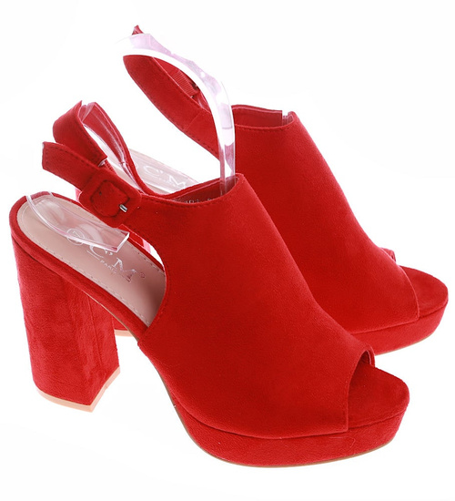 Kobiece sandały na słupku CZERWONE /H2-B1-2 6001 S197/