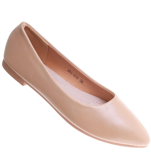 Beżowe klasyczne baleriny damskie /E4-2 17737 W192/