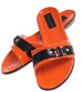 Pomarańczowo czarne klapki na płaskim obcasie /H2 14342 T005/