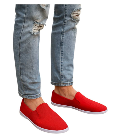 Czerwone wsuwane trampki tenisówki męskie /G4-3 12472 T007/