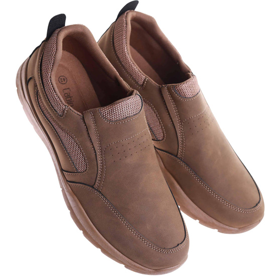 Wsuwane brązowe męskie buty sportowe /E8-3 17358 T484/