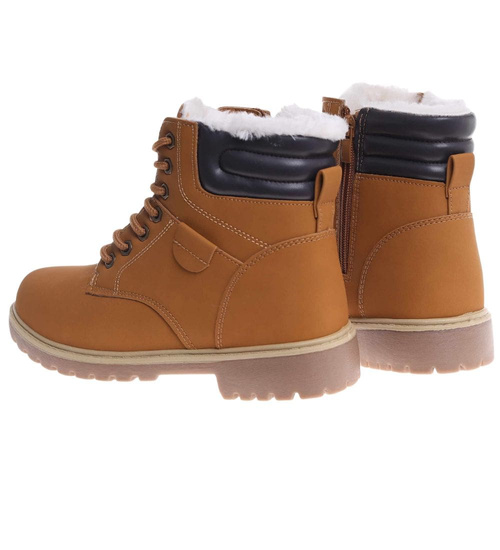 Ocieplane chłopięce camelowe buty zimowe /C2-2 18610 T364/