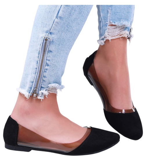 Transparentno czarne balerinki /A9-2 15854 T190/