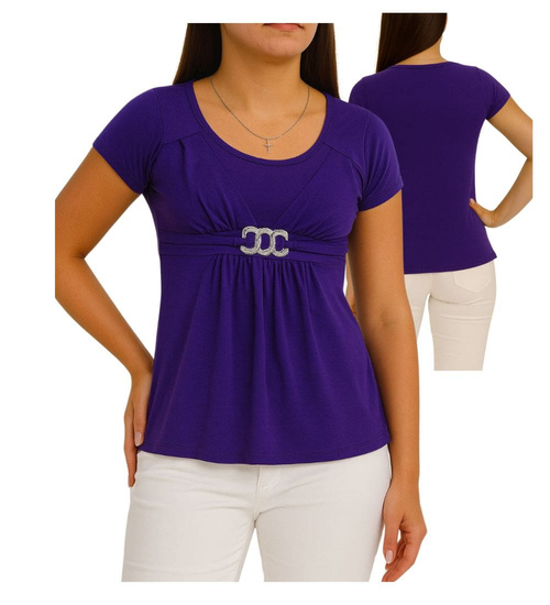 Fioletowa koszulka bluzka damska z ozdobą /H2-K47 UB934 S0/