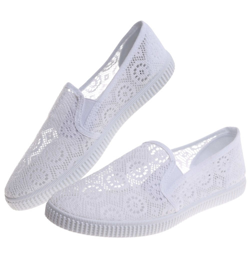 Tenisówki damskie białe ażurowe /G7-2 17807 S293/