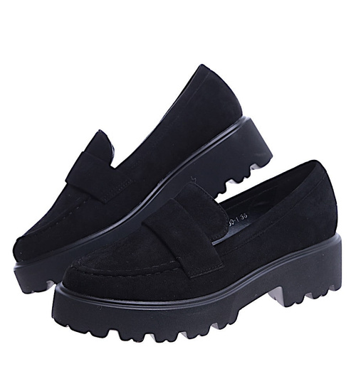 Wsuwane półbuty damskie z zamszu /G13-3 14651 T599/