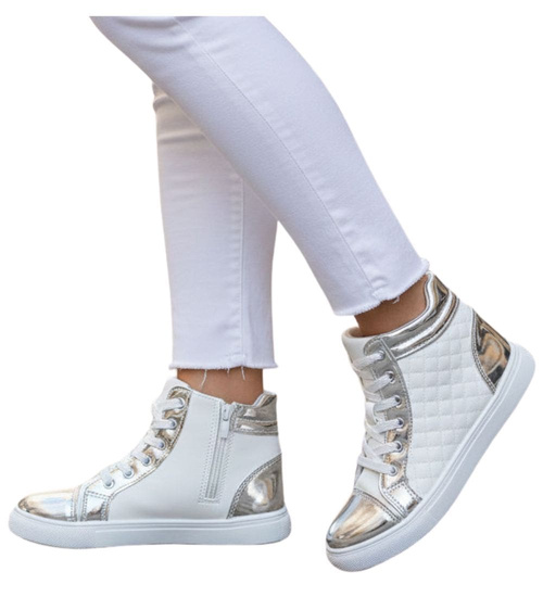 Trampki sneakersy dla dziewczynki BIAŁE /C5-3 1383 S184/