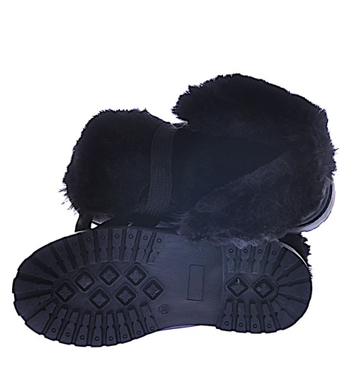 Czarne dziewczęce trapery z futerkiem /D9-2 12735 T492/