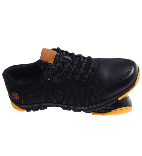 Czarne sznurowane obuwie trekkingowe /B2-2 18034 T386/