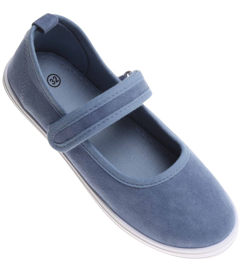 Wsuwane niebieskie dziewczęce tenisówki balerinki czeszki z paseczkiem /G8-1 17788 T124/