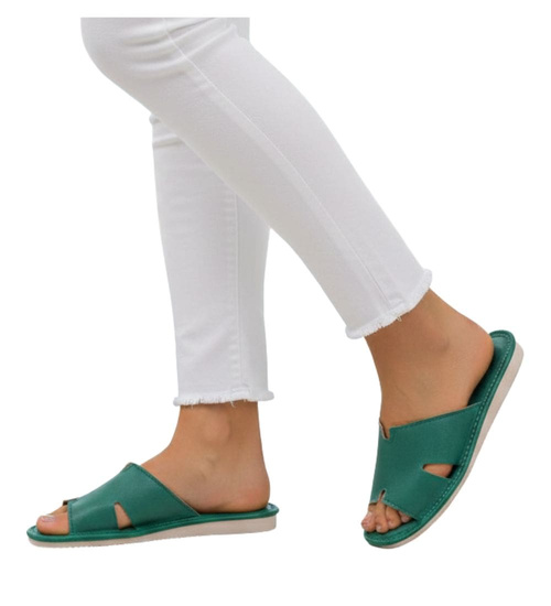 Domowe klapki kapcie zielone /A8-1 14239 S194/