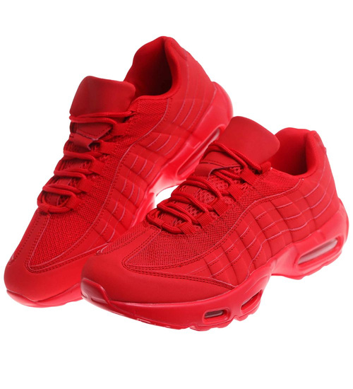 Czerwone wiązane męskie buty sportowe /F1-3 17955 G381/