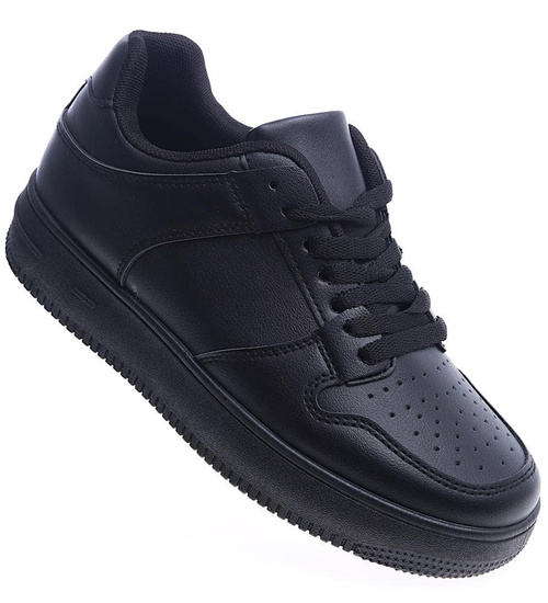 Czarne damskie trampki na niskiej platformie /F7-3 13618 T484/