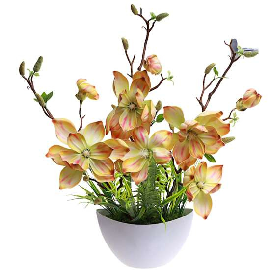 Żółta lilia w doniczce- sztuczne kwiaty Kompozycja 60 cm KOMP51