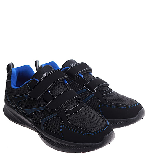 Męskie czarne buty sportowe na rzepy /G1-1 16684 T289/