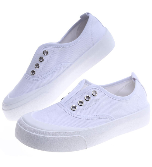 Wsuwane białe trampki na platformie /A10-3 14076 S260/