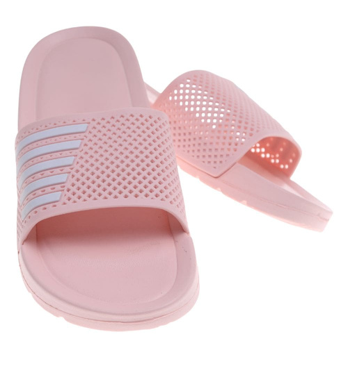 Klapki damskie na basen wodoodporne różowe ażurowe /G6-1 18641 T187/