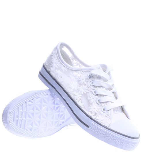 Ażurowe białe trampki dla dziewczynki /B1-2 3222 T144/