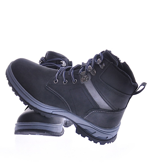 Ocieplane botki jak trapery Czarne /F8-2 12694 S690/