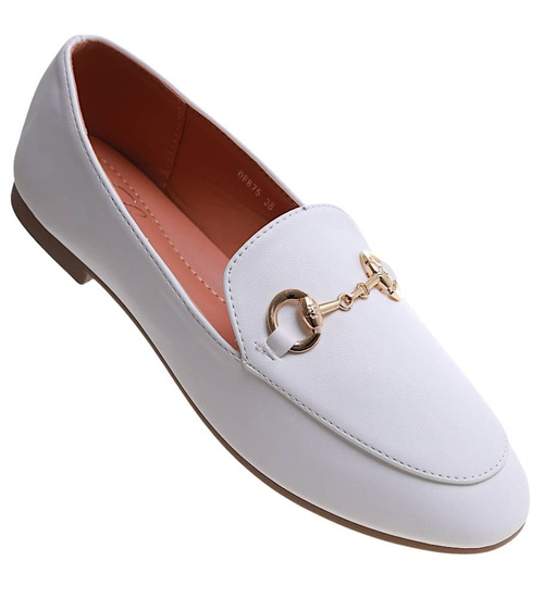 Wsuwane białe baleriny lordsy /C6-3 17198 G18-45/