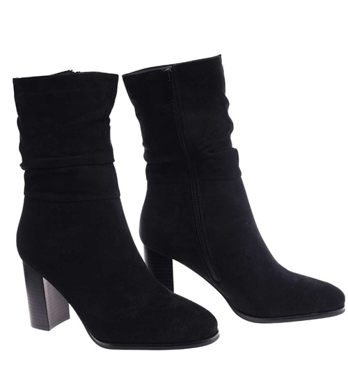 Czarne eleganckie botki na obcasie /C5-1 18410 W482/