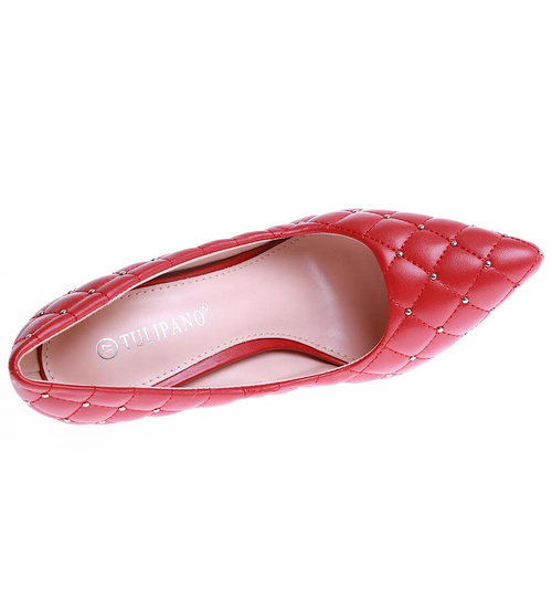 Czerwone czółenka damskie na szpilce /F10-3 16202 G252/