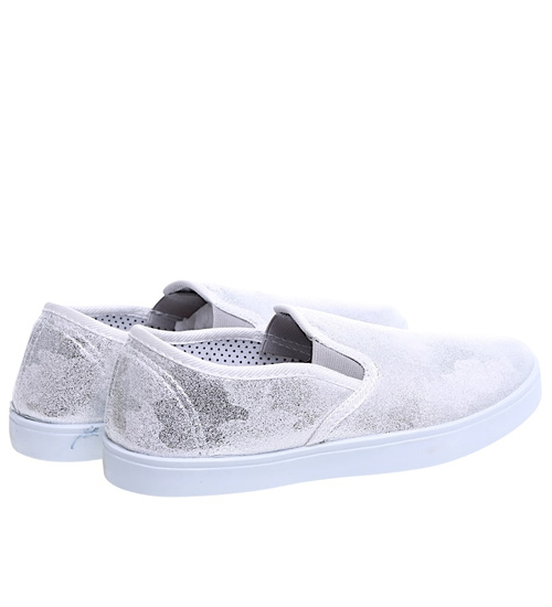 Wsuwane srebrne dziewczęce tenisówki slip on /B6-2 15593 T196/