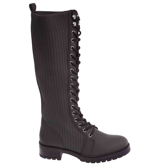 Wysokie oliwkowe damskie glany trapery /G1-1 18097 T334/