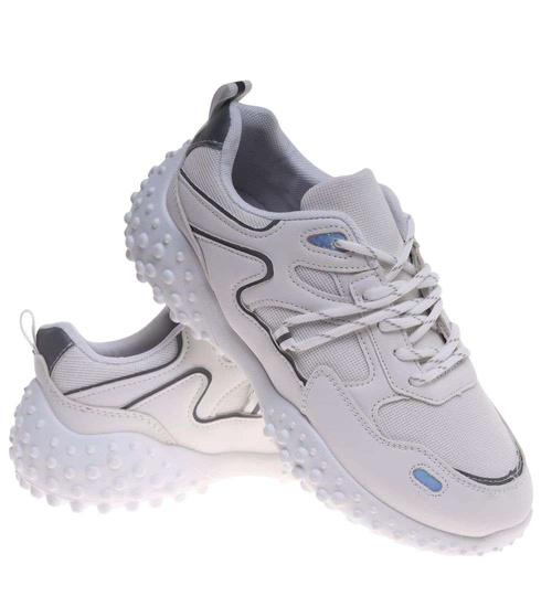 Białe sneakersy damskie sznurowane buty sportowe /D1-3 18710 T152/