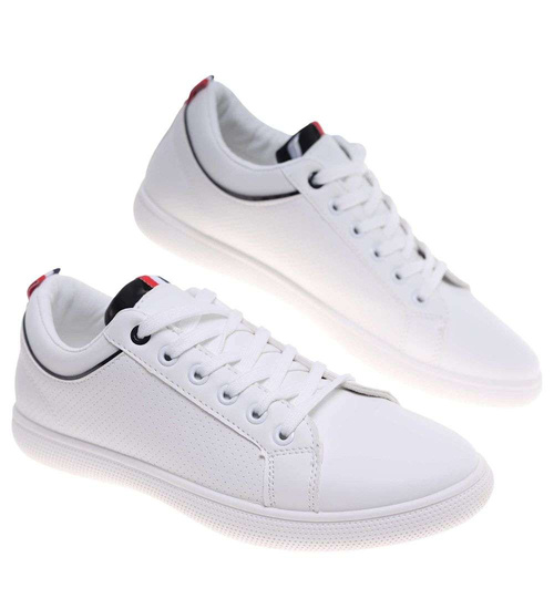 Białe męskie trampki sznurowane /G8-3 18679 T391/