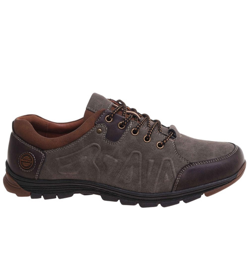Sznurowane obuwie trekkingowe Khaki /C6-2 18035 T386/