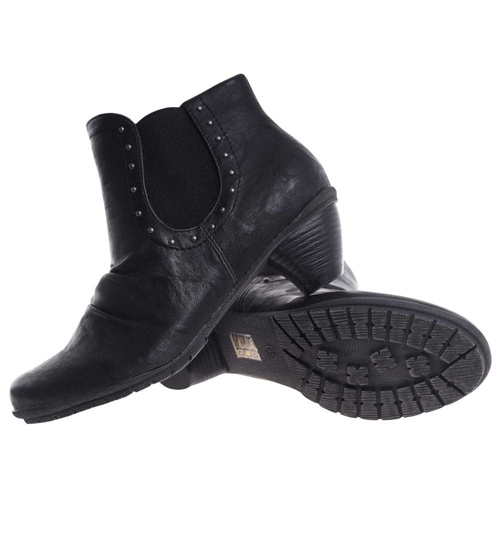 Damskie czarne botki na niskim obcasie /E10-3 12579 T145/