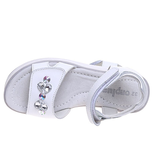 Białe sandały dziewczęce na rzepy /E2-3 16019  T186/