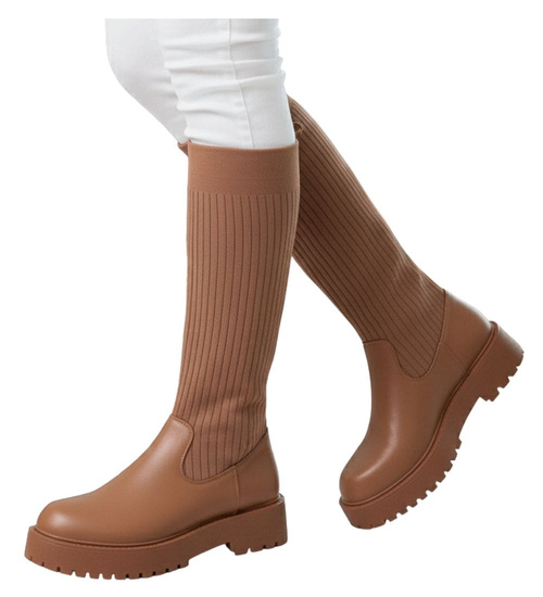 Damskie kozaki z elastyczną cholewką Camel /D4-1 9664 T30/