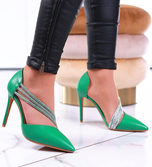 Zielone damskie szpilki czzółenka /G6-2 13281 T395/